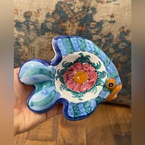 Fish pottery jewelry Italy plate handmade and hand painted with signature new
